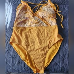 XL yellow one piece swim suit